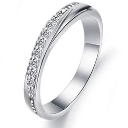High Quality Female Platinum Plating Titanium Ring With Rhinestone