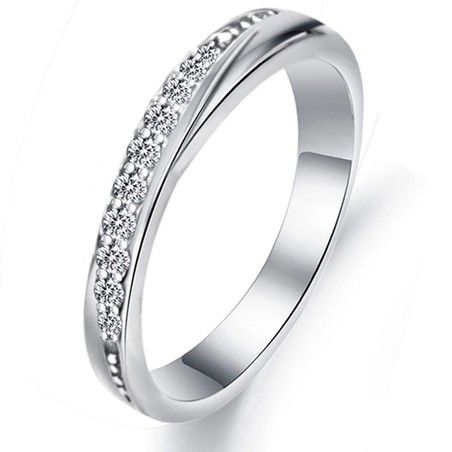 High Quality Female Platinum Plating Titanium Ring With Rhinestone