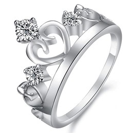 World-wide Renown Platinum Plating Titanium Ring With Rhinestone
