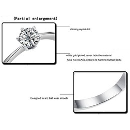 Quality and Quantity Assured Female Platinum Plating Titanium Ring With Rhinestone