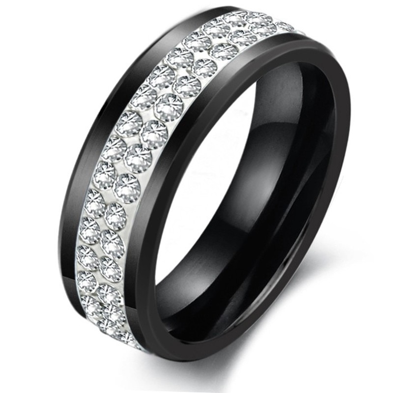 Dependable Performance Black Tungsten Ceramic Ring With Rhinestone