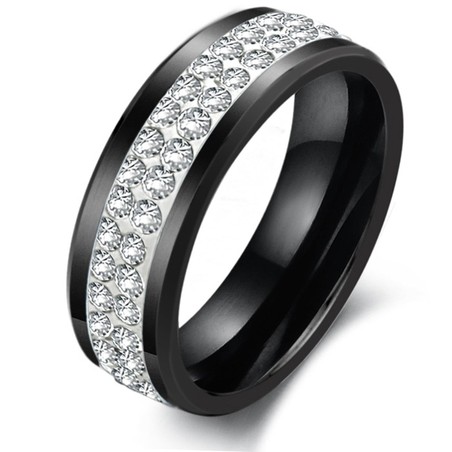 Dependable Performance Black Tungsten Ceramic Ring With Rhinestone