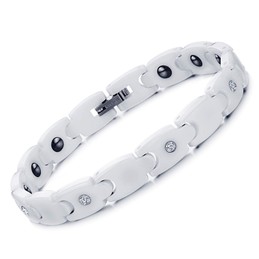 Quality and Quantity Assured White Tungsten Ceramic Bracelet With Rhinestone