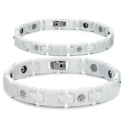 High Quality White Tungsten Ceramic Bangle For Lovers With Rhinestone