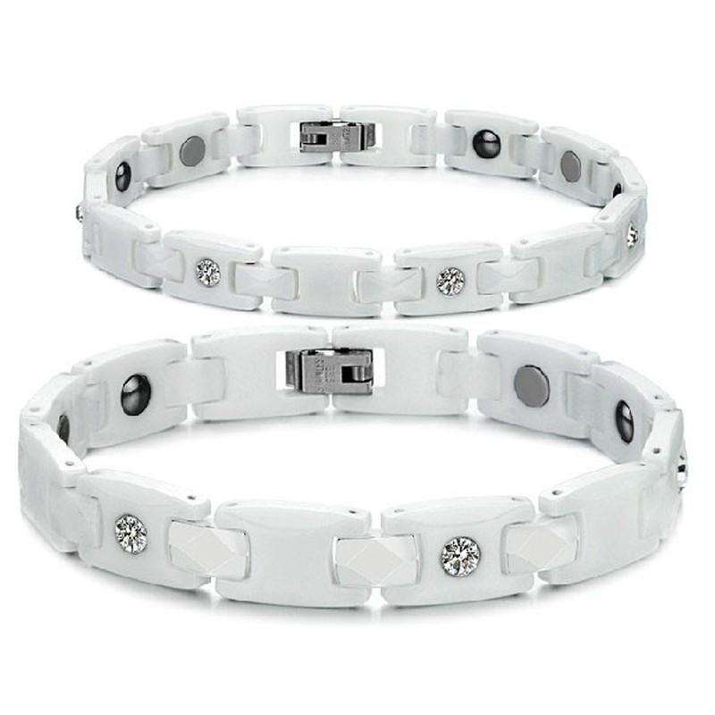 High Quality White Tungsten Ceramic Bangle For Lovers With Rhinestone