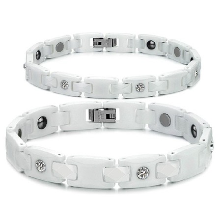 High Quality White Tungsten Ceramic Bangle For Lovers With Rhinestone