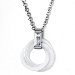 Quality and Quantity Assured White Tungsten Ceramic Necklace 
