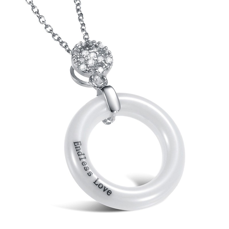 Wide Varieties Female Round Tungsten Ceramic Necklace 