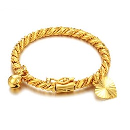 Selling Well all over the World Children 18K Gold-Plated Bangle With Bell