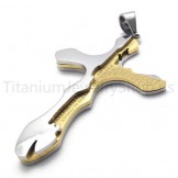 2012 New Golden Carving Letters Cross Titanium Pendant 20162
