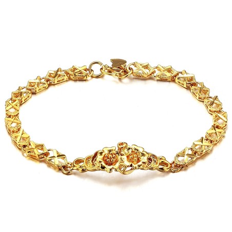 World-wide Renown Female Morning Glory Shape
 18K Gold-Plated Bracelet 