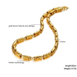 High Quality Male Bamboo Joint
 18K Gold-Plated Necklace
