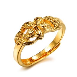 High Quality Female Flower Pattern 18K Gold-Plated Ring