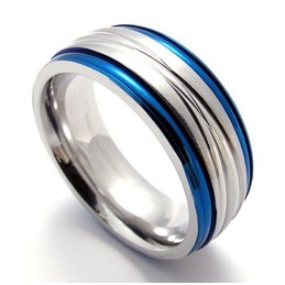Fashion Blue Titanium Ring