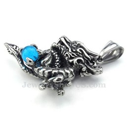 Exquisite Blue Zircon Titanium Dragon Pendant Necklace (Free Chain)
