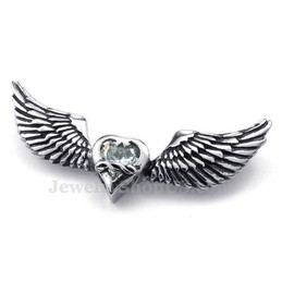White Zircon Titanium Wings Pendant Necklace (Free Chain)