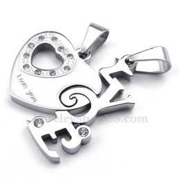 Charming Hearts Titanium Couples Pendant Necklace (Free Chain)(One Pair)