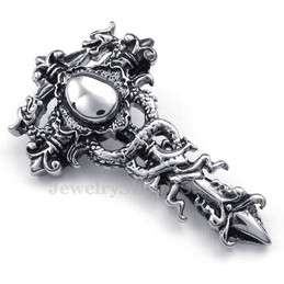Titanium Double Dragon Pendant Necklace (Free Chain)