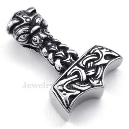 Titanium Thor's Hammer Pendant Necklace (Free Chain)