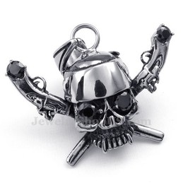 Exquisite Titanium Pirate Skull Pendant Necklace (Free Chain)