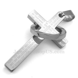 Scripture Titanium Cross Pendant Necklace (Free Chain)