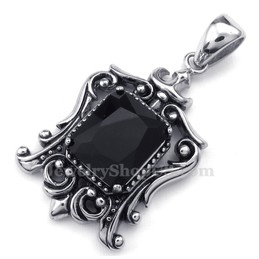 Black Zircon Titanium Pendant Necklace (Free Chain)