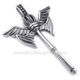 Titanium Crown Scepter Pendant Necklace (Free Chain)