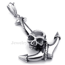 Titanium Skull Anchor Pendant Necklace (Free Chain)