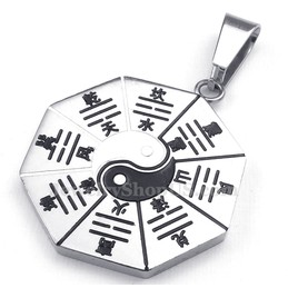 Titanium Eight Diagrams Pendant Necklace (Free Chain)