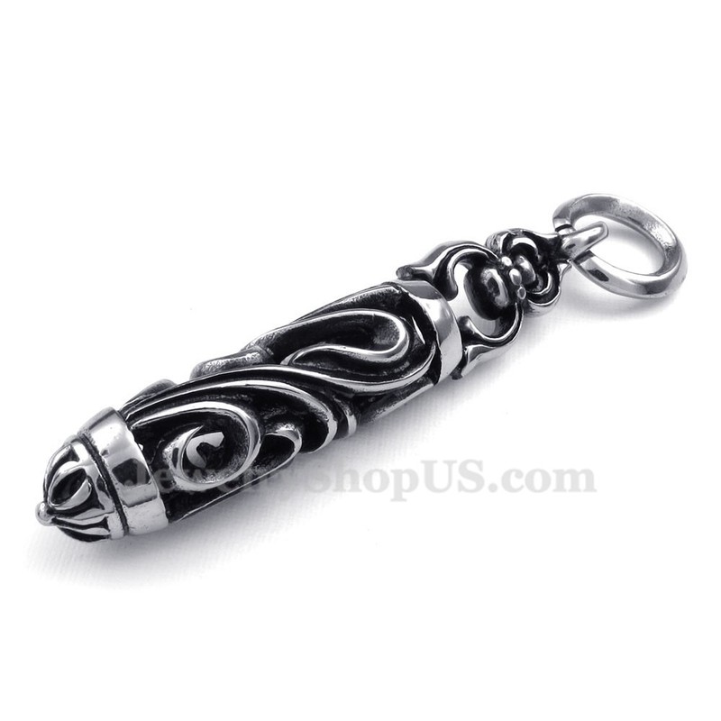 Titanium Cylinder And Column Pendant Necklace (Free Chain)
