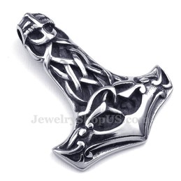Skull Titanium Thor's Hammer Pendant Necklace (Free Chain)
