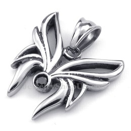 Black Zircon Titanium Butterfly Pendant Necklace (Free Chain)