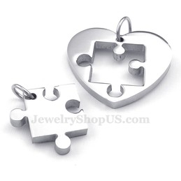 Titanium Couples Sign And Symbol Pendant Necklace (Free Chain)(One Pair)