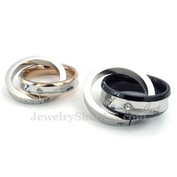 Titanium Couples Interlocking Circles Pendant Necklace (Free Chain)(One Pair)