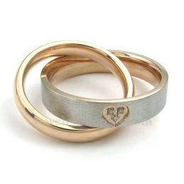 Titanium Couples Interlocking Rings Pendant Necklace (Free Chain)(One Pair)