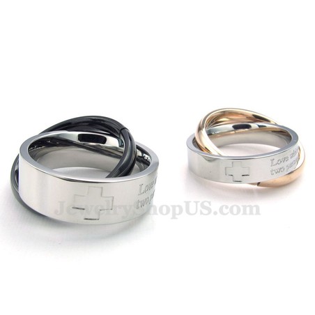 Titanium Cross Couples Pendant Necklace (Free Chain)(One Pair)