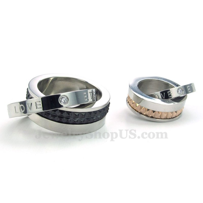 Titanium Lovers Interlocking Circles Pendant Necklace (Free Chain)(One Pair)