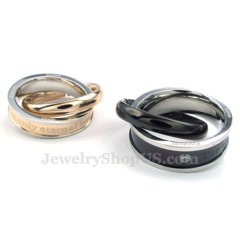 Double Circles Titanium Couples Pendant Necklace (Free Chain)(One Pair)