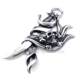 Skull Titanium Knife Pendant Necklace (Free Chain)