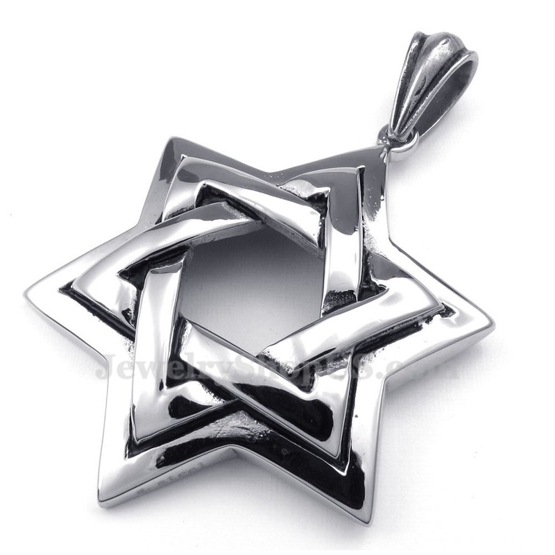 Star Of David Titanium Star Pendant Necklace (Free Chain)