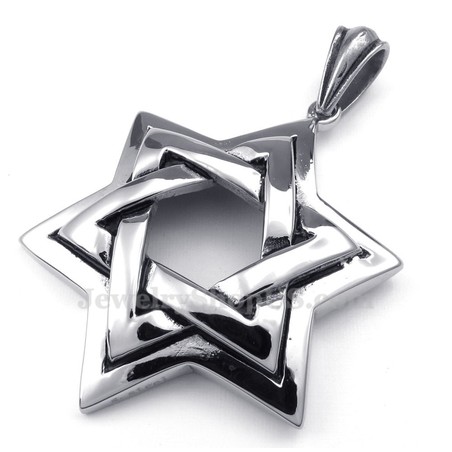 Star Of David Titanium Star Pendant Necklace (Free Chain)