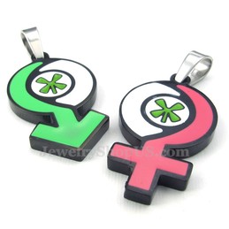 Boy And Girls Titanium Symbol Pendant Necklace (Free Chain)(One Pair)