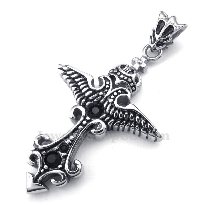 Black Zircon Titanium Pendant Necklace (Free Chain)