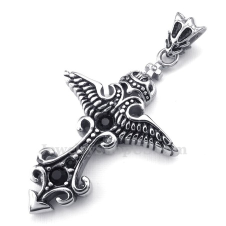Black Zircon Titanium Pendant Necklace (Free Chain)