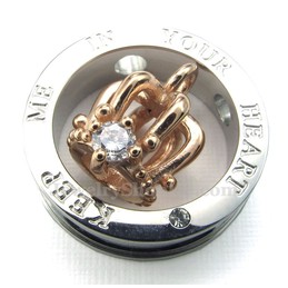 Titanium Imperial Crown Couples Pendant Necklace (Free Chain)(One Pair)