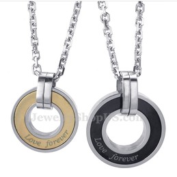 Titanium Circles Couples Pendant Necklace (Free Chain)(One Pair)