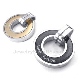 Titanium Circles Couples Pendant Necklace (Free Chain)(One Pair)