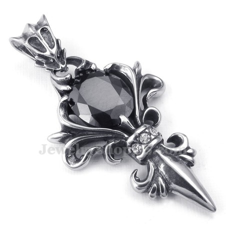 Black Zircon Titanium Pendant Necklace (Free Chain)
