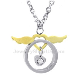 Fashion Titanium Wings Hearts Couples Pendant Necklace (Free Chain)(One Pair)