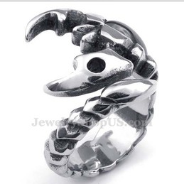 Titanium Scorpion Ring with Black Zircon